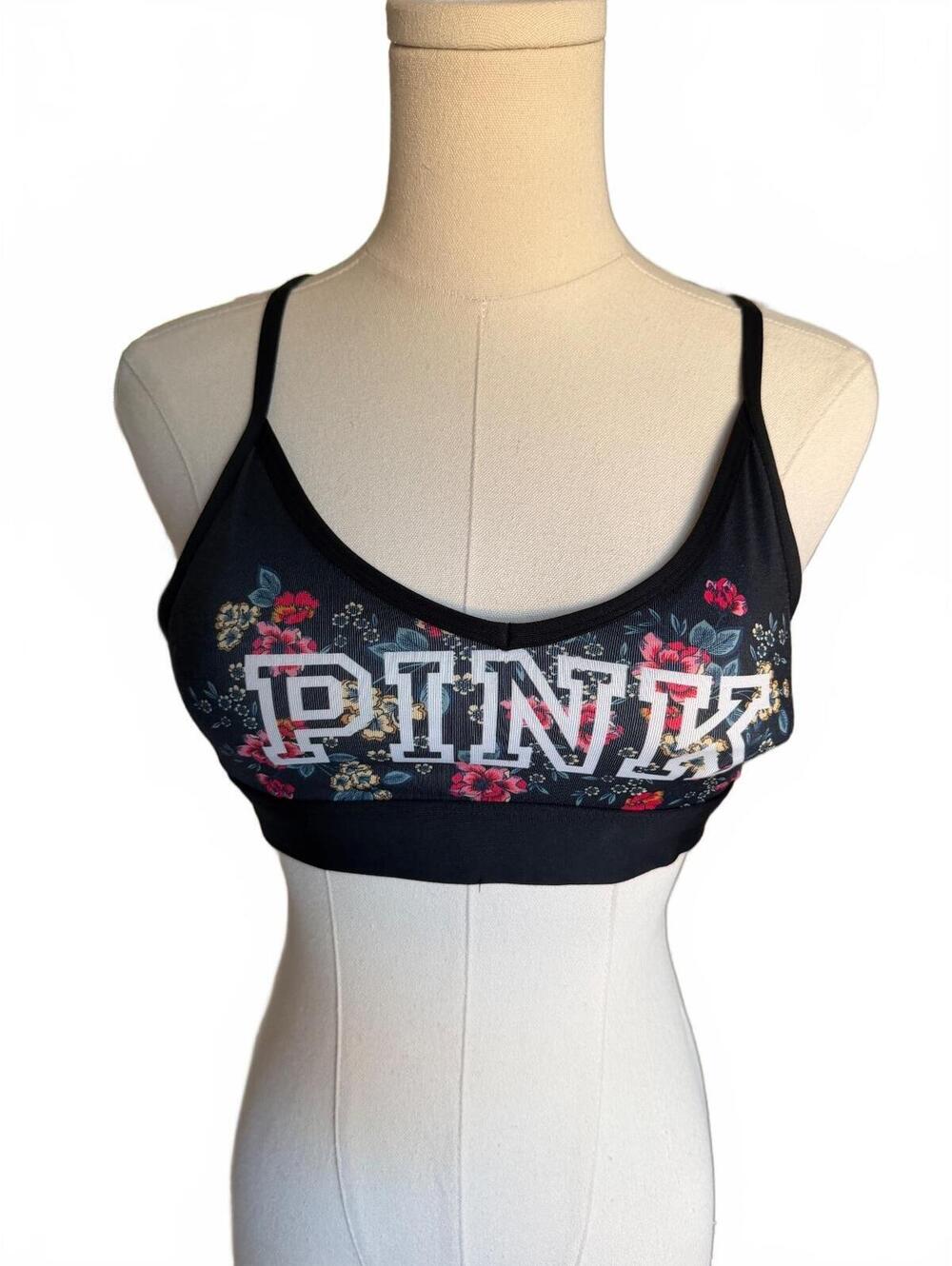 PINK by Victoria's Secret Floral Logo Sports Bra